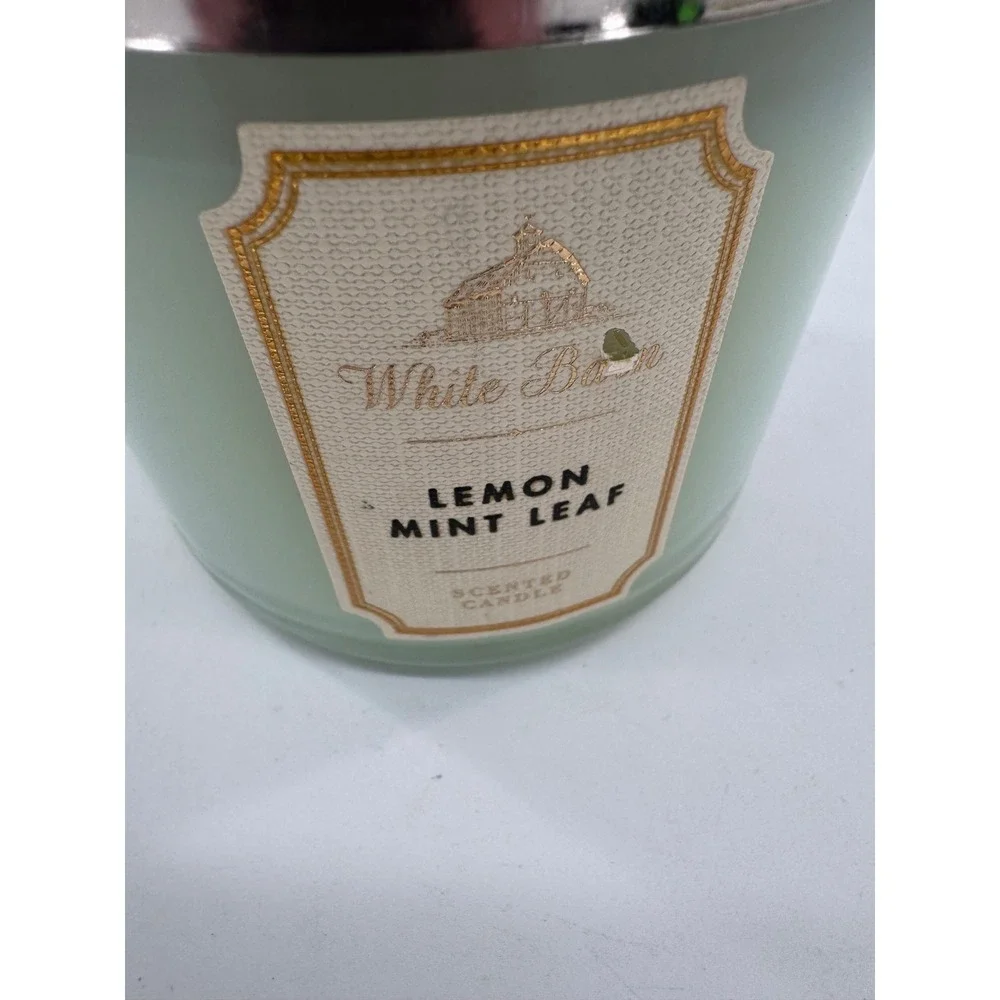 Bath & Body White Barn Lemon Mint Leaf 3-Wick Scented Candle 14.5 oz - Picture 2 of 7